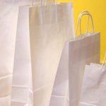 Sacs shopping papier kraft blancs A B C et D poignée ficelle