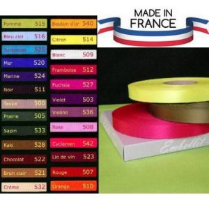 Rubans tissu satin 15mm x 100m Ribambelle MIF blanc rouge noir chocolat lie de vin orange vert jaune caramel