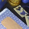 Pochettes cadeaux PM 14cm 1ers prix éventail bleu rayures vertes MIF Fabriqué en France