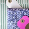 Pochettes cadeaux PM 14cm 1ers prix éventail bleu rayures vertes MIF Fabriqué en France