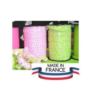 Rubans Bolducs Fleurs Fantaisie Bobines 225M Fabriquées en France 10mm Rose Vert Bleu Rouge MIF