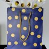 Sacs Shopping Cadeaux Papier Pois Or Bleu Nuit MM L Polka dots