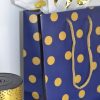 Sacs Shopping Cadeaux Papier Pois Or Bleu Nuit MM L Polka dots