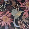 Rouleau / Bobine papier fleurs ROUGE ROUILLE ciel doré mat 70*100 Fabriqué en Italie comptoir