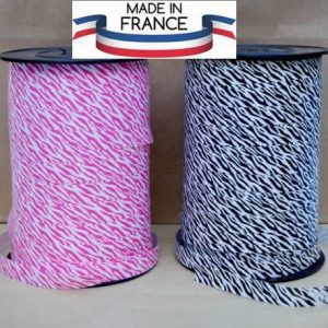 Rubans Bolducs Zèbre Noir Blanc Rose 10mm MIF France