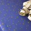 Papier Cadeau Noël Bleu Marine étoiles doré mat Kraft France MIF 70*100 50*250