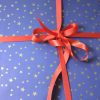 Papier Cadeau Noël Bleu Marine étoiles doré mat Kraft France MIF 70*100 50*250