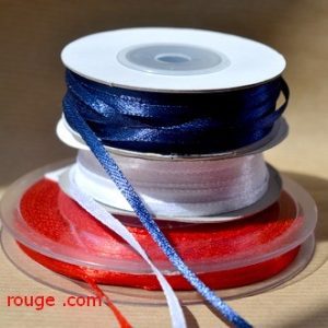 Satin Ruban 3 mm double face Jaune Bleu Blanc Rouge 50m Bobine