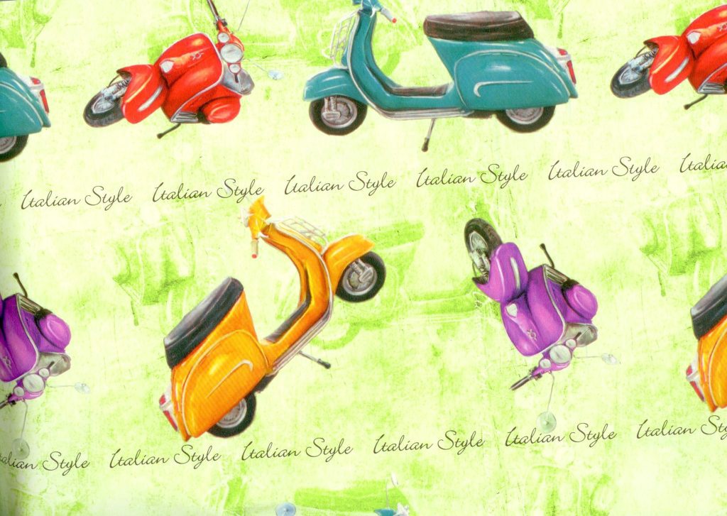 Feuilles papier scooters dolce vita années 60's vert