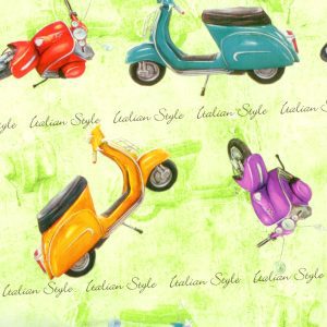 Feuilles papier scooters dolce vita années 60's vert