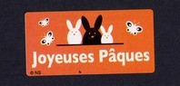 Etiquettes adhésives Joyeuses Pâques MIF Lapins Orange Blanc OR