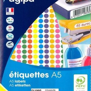 Etiquettes adhésives Apli Agipa assortiment de couleurs pour prix ou autre Agipa Apli 011995 011996 8mm 15mm