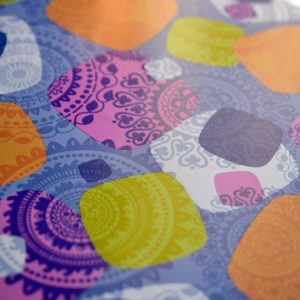 Feuilles de papier cadeau formes bleu orange rose blanc 70cm 1m France mif