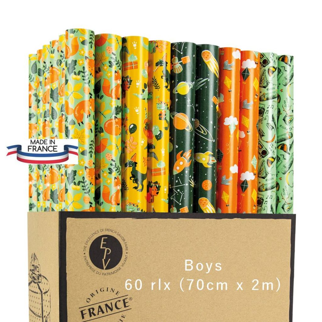 Box de petits rouleaux (consumer rolls) 70cm Motifs enfants, déco, végétal, noir et blanc, noir et or, Noël, papier rocher et papier calque Fabriqué France