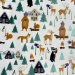 Papier cadeau Noël blanc Ours brun forêt biche écureuil FSC Recyclable Italie