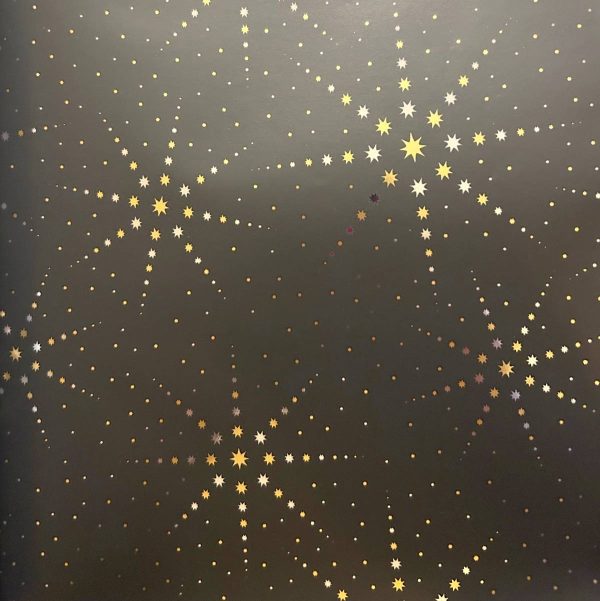 Papier cadeau métallisé noir avec étoiles dorées argentées 50cm 200m bobine comptoir Italie recyclable