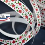 France ! Ruban bolduc blanc mat étoiles rouge et vertes Bobine Rouleau 10mm Recyclable