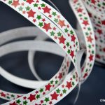 France ! Ruban bolduc blanc mat étoiles rouge et vertes Bobine Rouleau 10mm Recyclable