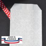 Sachets Pochettes Cadeaux Fantaisie 7x12cm Baroque Blanc Ton sur Ton Fabriquée en France