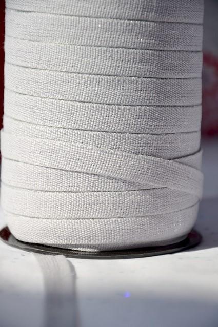 Bobine Bolduc ruban coton paillettes gris clair lurex 10mm Fabriqué en France