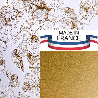 Papier cadeau fleurs coton verso doré cuivré France