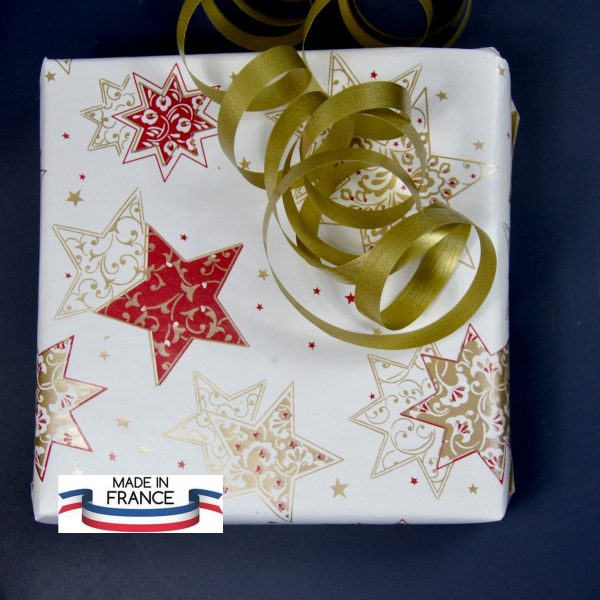 France ! Papier cadeau Noël fêtes étoiles recyclable