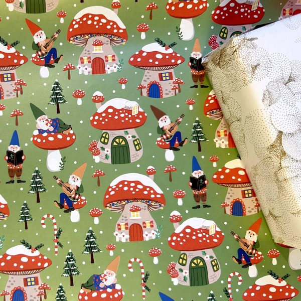 Papier cadeau de Noël rouge écologique avec sapins blancs - rouleau de  papier cadeau de 50 m