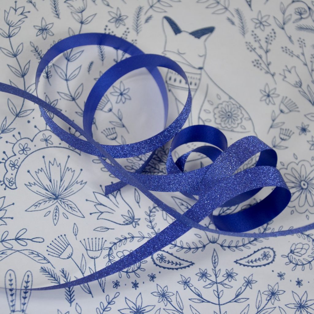 France ! Papier cadeau recyclable motifs renards animaux bleu et blanc