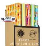 25 petits rouleaux (consumer rolls) 1m x 10m Motifs pompons, guirlandes, bougies rayures Fabriqué France recyclable