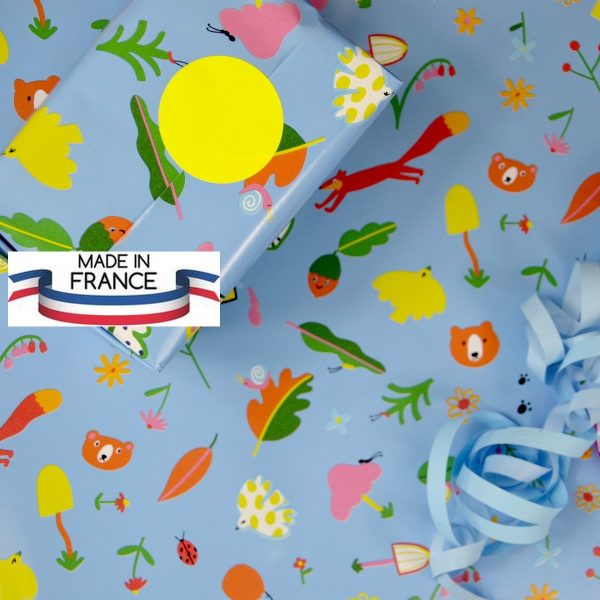 Papier cadeau enfants jeunesse Ciel Animaux France Recyclable 70cm 50cm