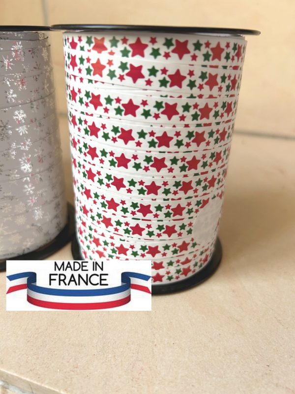 Nouveauté ! Fabriqué en France bolduc ruban ETOILES ROUGE ET VERTE 10mm